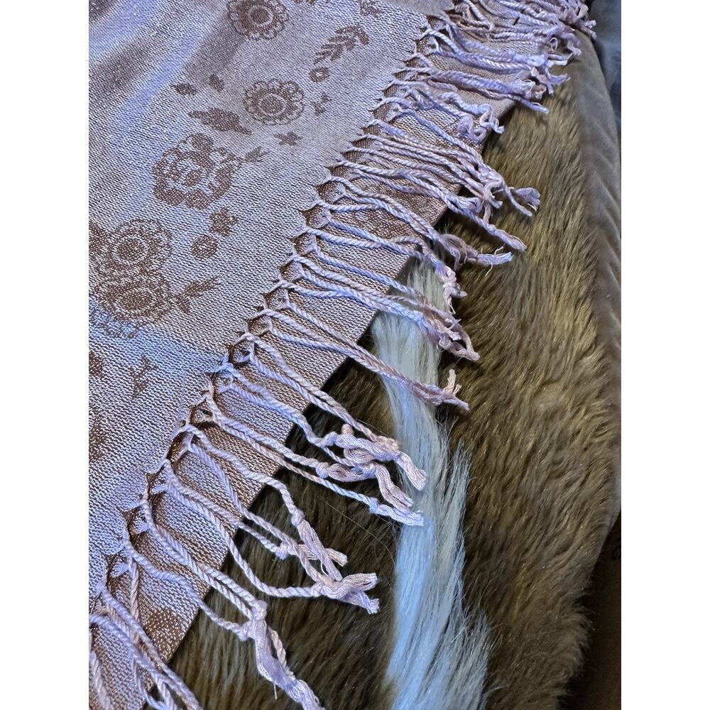 AmaWaterways Signature Pashmina Scarf - Rose Gold Floral Metallic Wrap